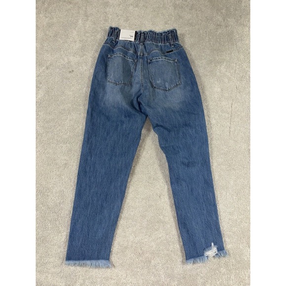 Kancan High Rise Fray‎ Relaxed Fit Jeans Size 3/25 Distressed Relaxed New - Picture 7 of 8